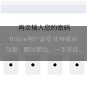 Bitpie用户教程 比特派移动版：随时随地，一手掌握。